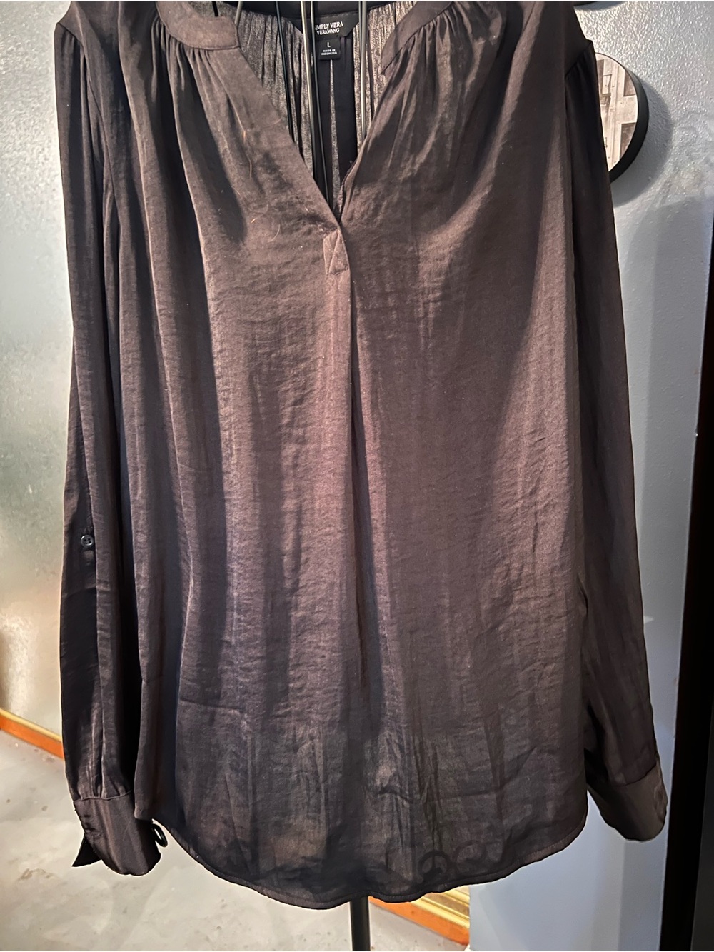Women’s Simply Vera Vera Wang Black Long-Sleeve V-Neck Blouse